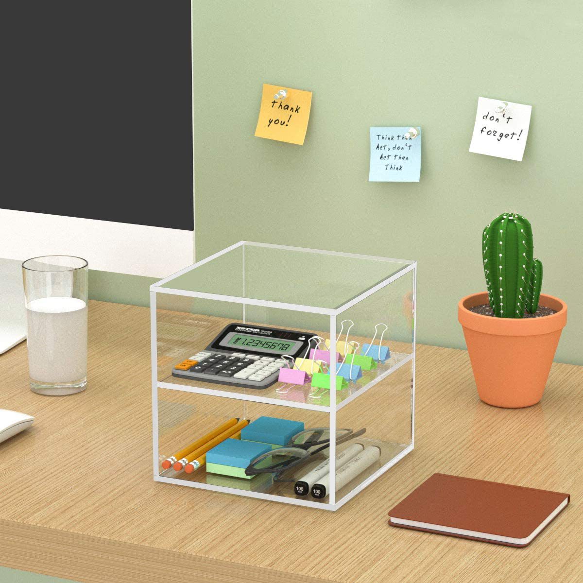 亚克力书桌存储架透明的办公用品存储柜展示办公室用品/家庭/厨房