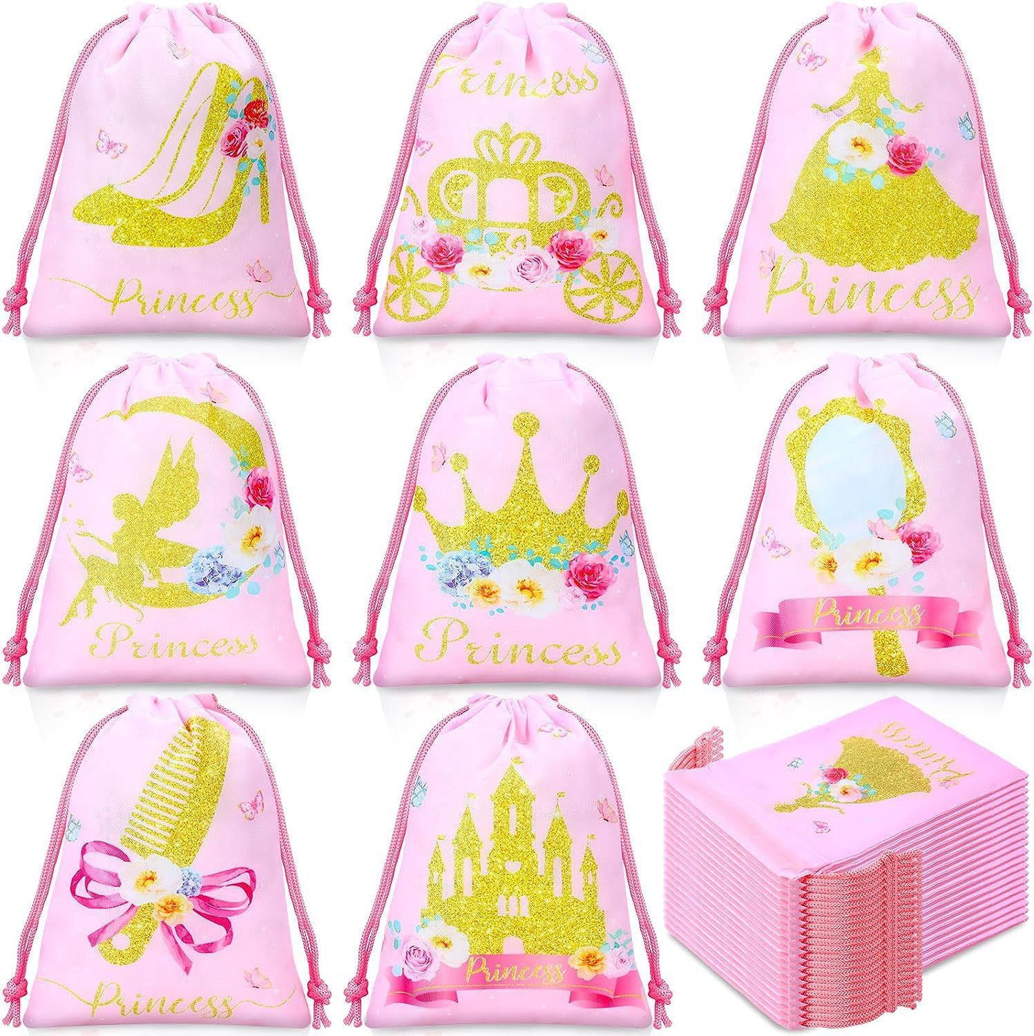 公主二双肩抽绳背包袋子卡通公主便携收纳袋涤纶手提抽绳袋束口袋