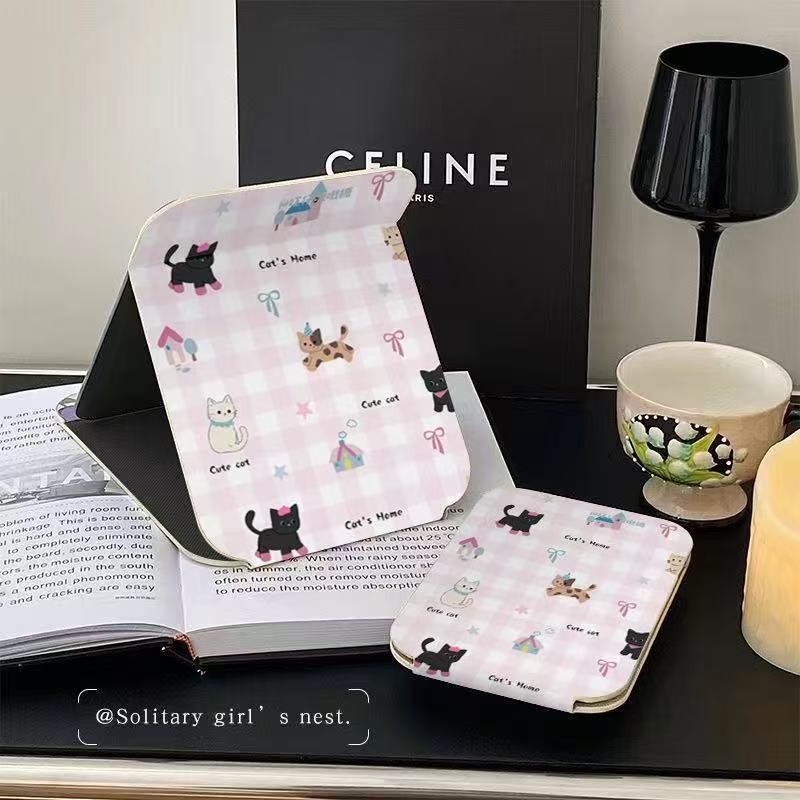 Espejo de maquillaje plegable, dormitorio de estudiantes, espejo de escritorio, espejo de oficina, espejo portátil