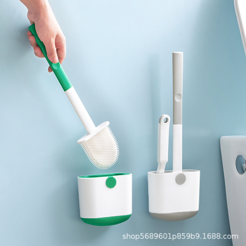 Wall-mounted toilet toilet brush household non-dead angle silicone toilet brush wall-mounted cleaning artifact with tweezers