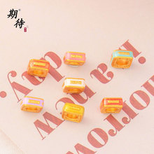 期待古法金配件隔片中国风珐琅彩卷云纹方形隔珠通孔沙金饰品配件