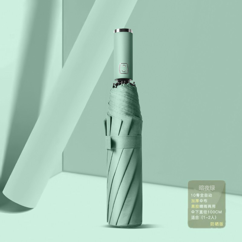 LED paraguas de iluminación giratorio pegamento negro protección solar lluvia de doble uso plegable masculino y femenino estudiante paraguas de negocios logotipo imprimible