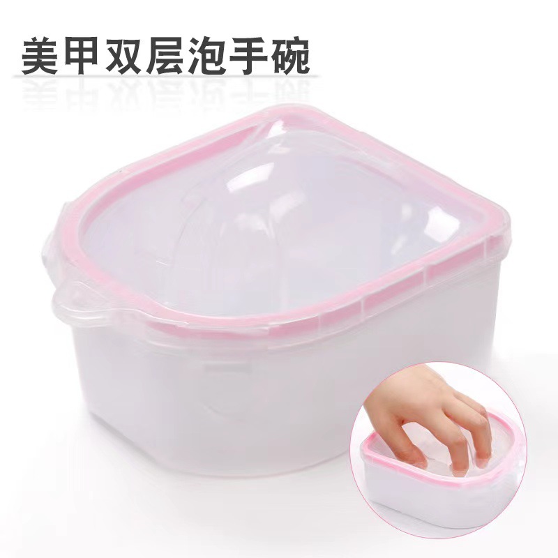 Nuevas herramientas de uñas mano tazón doble capa aislamiento mano tazón ablandamiento piel muerta mano tazón suministros de uñas ablandamiento muerto