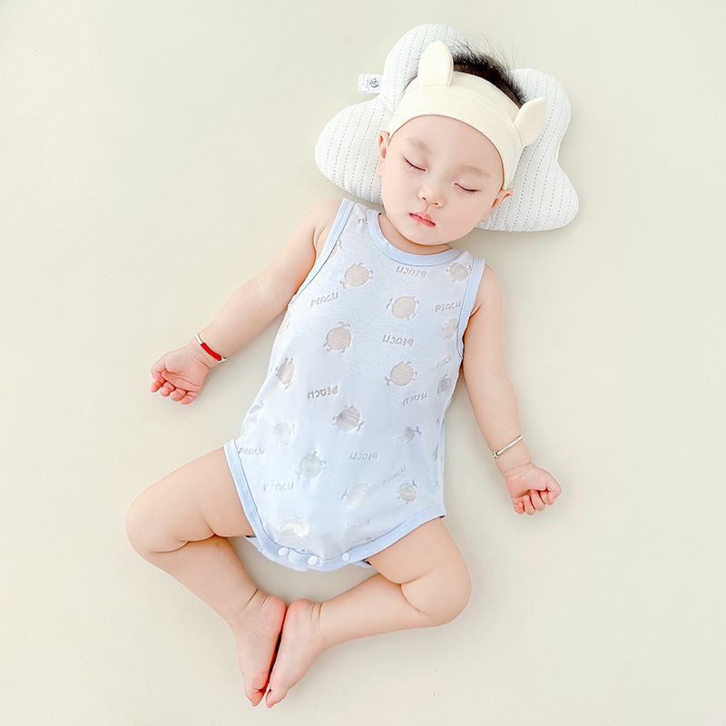 Newborn Triangle Bag Fart Clothes Baby Summer Clothes Treasure Thin Sling Harper Climbing Clothes Vest Burned Flower Jumpsuit