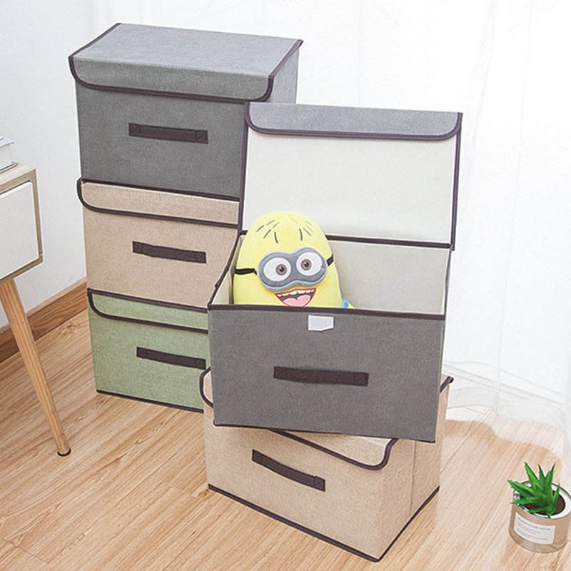 Household Fabric Storage Box Foldableable Clothing Cosmetics Intimates Intimates Desktop Cleaning Flip-Top Large Storage Box
