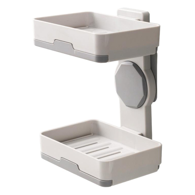 Rotación creativa drenaje de doble capa titular de jabón baño montado en la pared caja de jabón no húmedo baño sin perforar caja de jabón estante