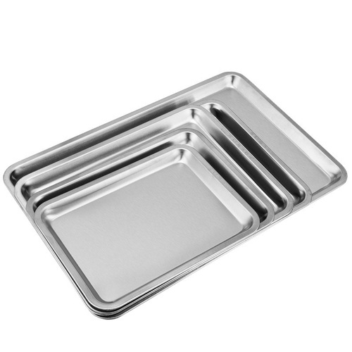 08 thick stainless steel tray rectangular iron plate household commercial large steamed fish plate barbecue canteen grilled fish square plate