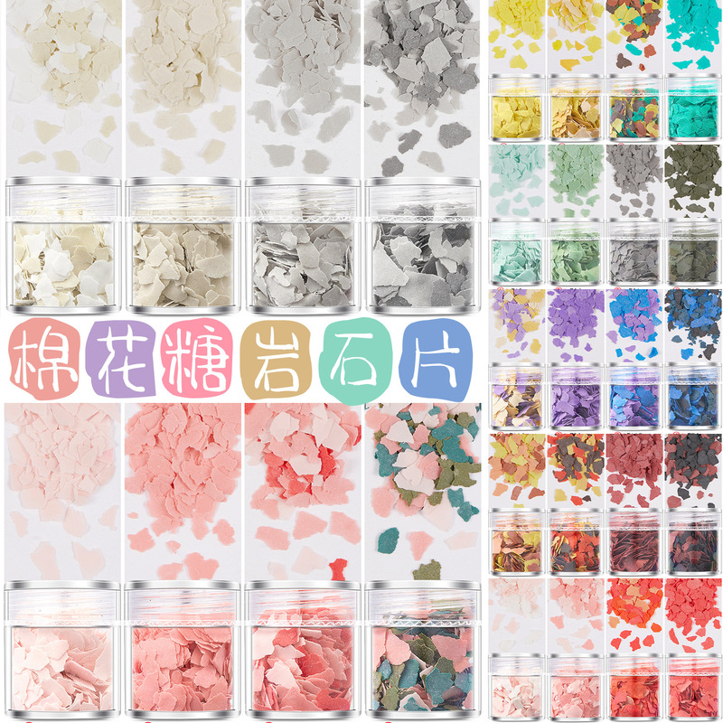 Foreign trade hot sale colorful rock cotton candy piece nail jewelry sequins marble glitter flow hemp Nail Polish glue