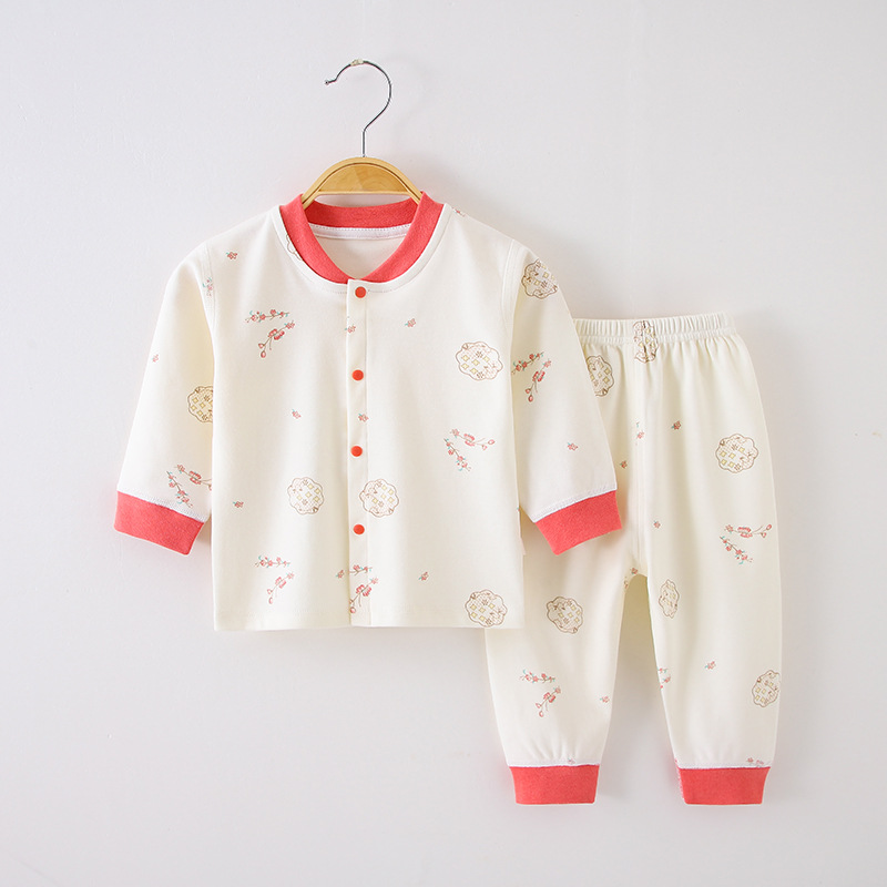Clothes, Autumn Clothes, Autumn Pants, Pure Cotton, Class A, Toddler, Newborn Baby, Children's Clothing, Pajamas, Spring and Autumn Cardigan, Underwear Set, Brushed Fabric