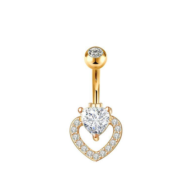 Gold Star Navel Ring 316L Surgical Steel Belly Button Piercing Jewelry Dangle CZ detail image 16