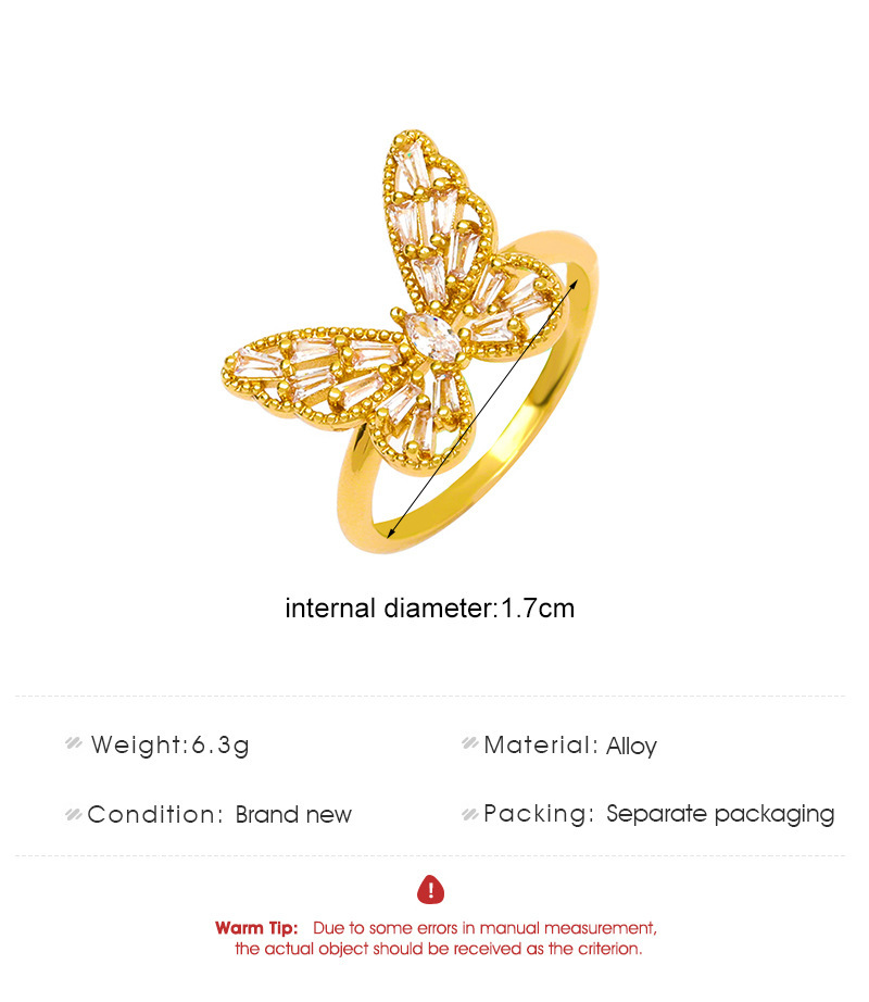 copper inlaid Zircon Butterfly star leaf Opening Ring