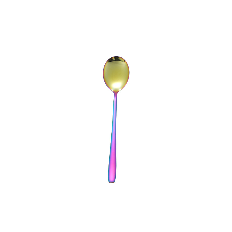 Fábrica 304 cuchara coreana cuchara de mango largo de acero inoxidable hogar creativo cuchara de arroz ins estilo cuchara de metal al por mayor