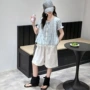 格子大童女童新款娃娃衫