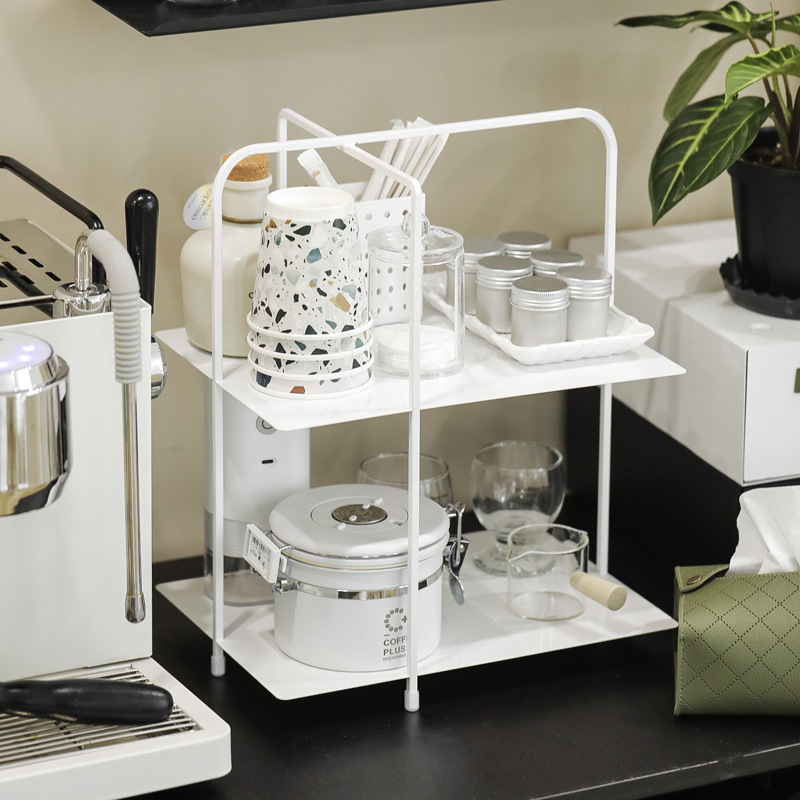 Wrought Iron Double-layer Storage Rack Toilet Countertop Fit Rack Cosmetics Storage Rack Instagram Style Desktop Grocery Rack