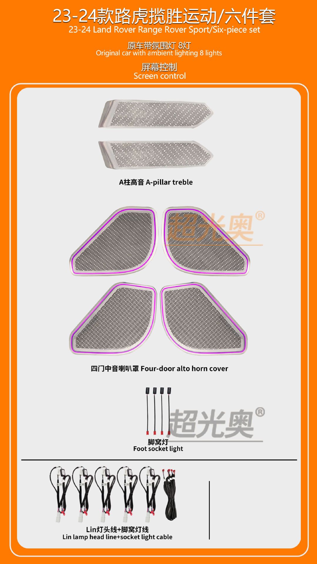 Panel (Dashboard) işıqlandırması — Land Rover Rover 07-25 - 23-25-range-rover-sportsix-piece-set-cover-optional