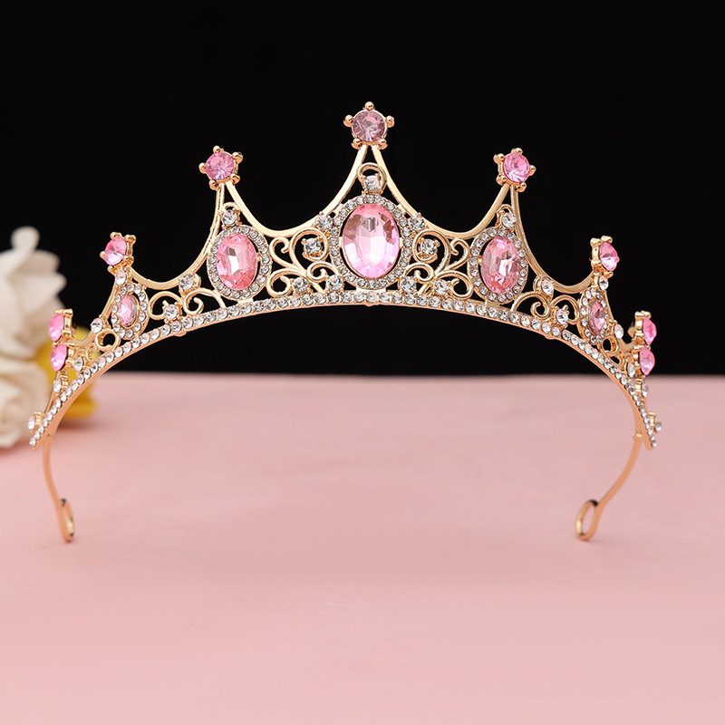 Online Rojo Negro Barroco corona tocado novia estilo coreano 18 años de edad, mujer adulta Ceremonia de cumpleaños princesa Corona al por mayor