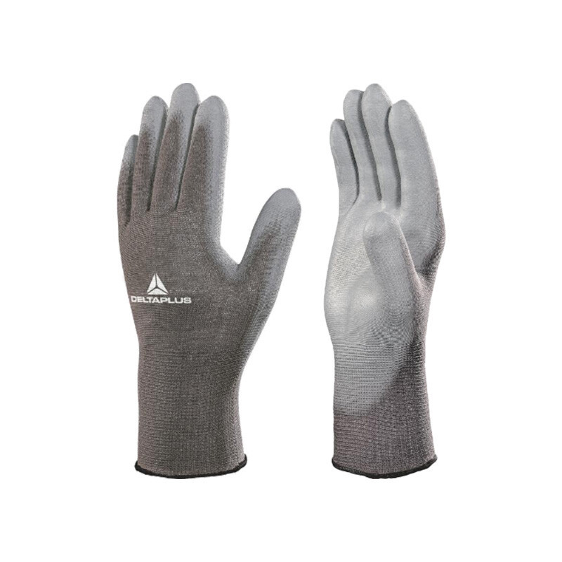 Genuino Delta 201705 guantes de protección laboral PU recubierto poliéster guantes de protección de punto transpirables resistentes al desgaste cómodos grises