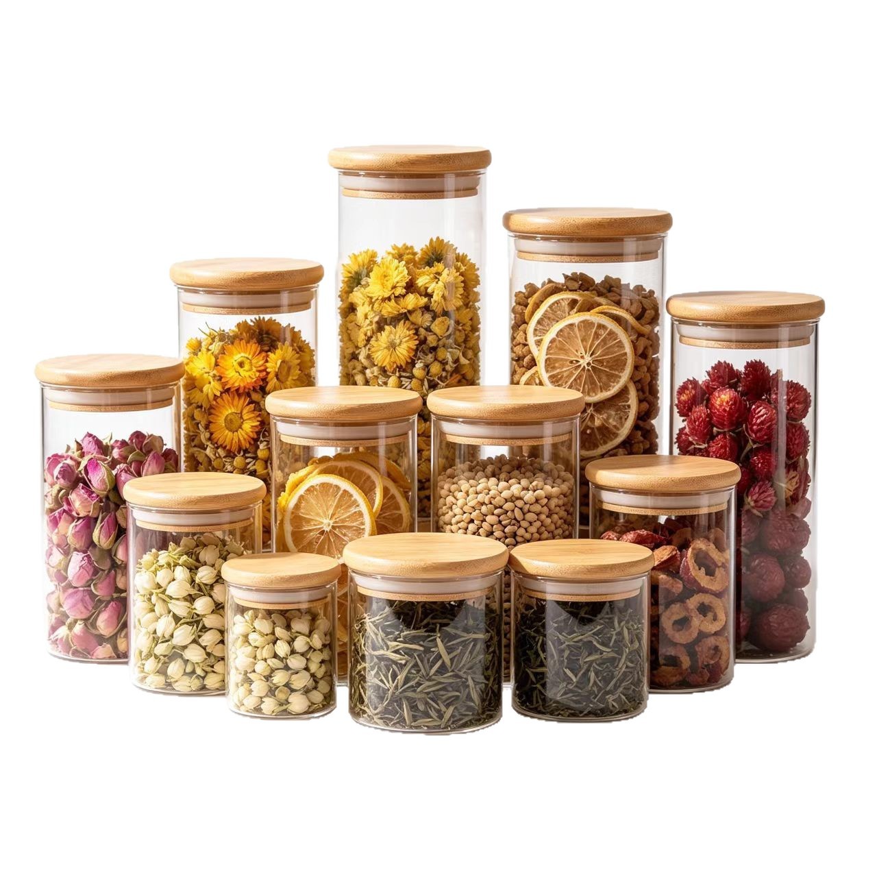 Tanque de vidrio sellado de grado alimenticio latas de té domésticas granos a prueba de humedad almacenamiento de bocadillos transparentes botellas vacías almacenamiento frascos