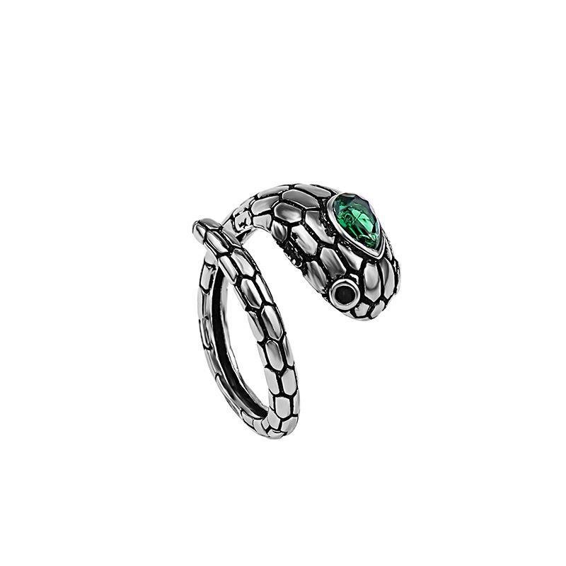 Japanese and Korean Style Retro Creative Snake Ring Women's Simple Fresh Leaf Ring Ethnic Style Creative Opening Adjustable