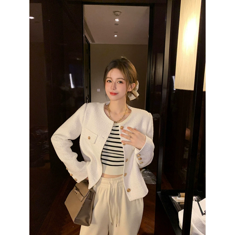 Теплая зимняя короткая куртка, стиль Chanel, французский стиль