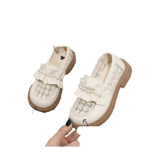  Spring New Girl's Leather Shoes for Children - Big Kid Breathable Mesh Shoes with Soft Sole Princess Mary Jane Trendy and Popular Shoes