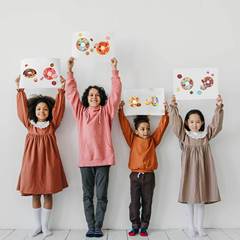 CM2304002 Delicious Donut Kids' Anime Cartoon Parent-Child Interactive Puzzle Journal DIY Face Stickers