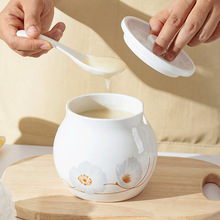 厨房油泼辣子灌带盖勺调料罐荤油辣椒油罐子耐高温家用陶瓷猪油罐