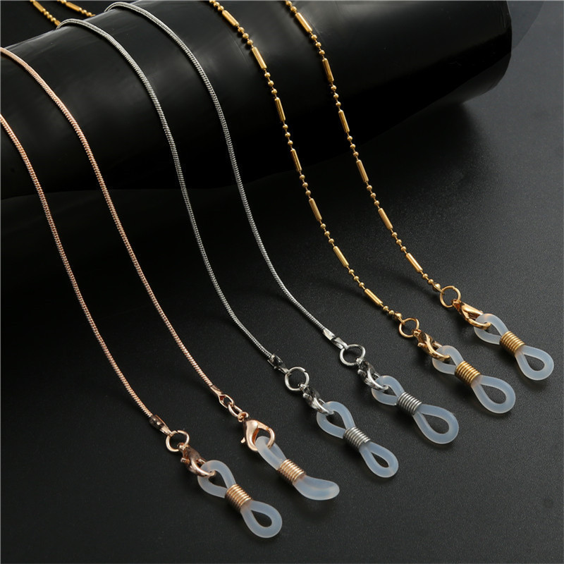 New glasses chain glasses rope mask chain metal glasses hanging chain hanging rope neck anti-loss mask multi-use bead chain