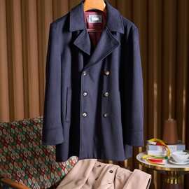 BC男士双排扣戗驳领羊绒混纺羊毛夹克外套 质感挺括保暖 顺滑亲肤