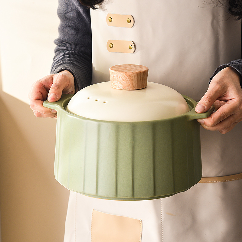 Simple style ceramic casserole high temperature resistant stew pot open flame gas stove household casserole porridge pot soup pot claypot rice