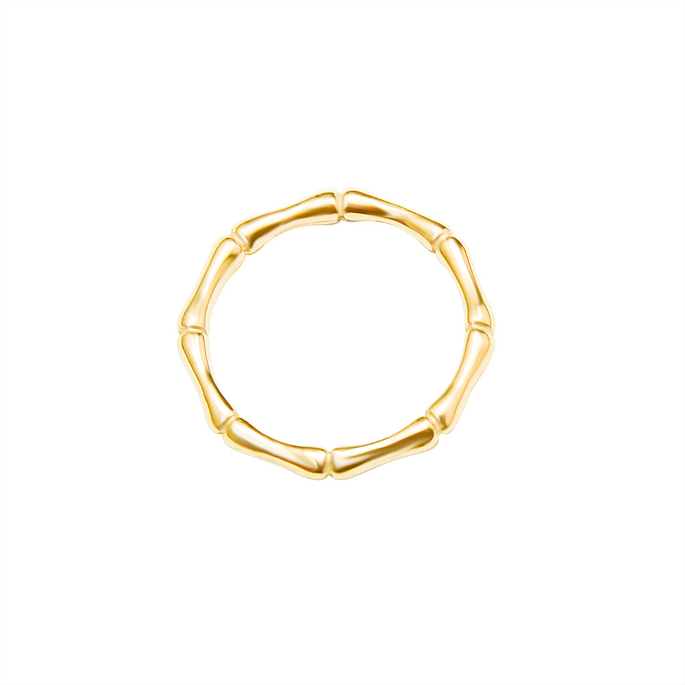 Estilo coreano ins simple todo fósforo anillo de bambú anillo femenino joyería de gran altura material de acero de titanio 18K joyería chapada en oro