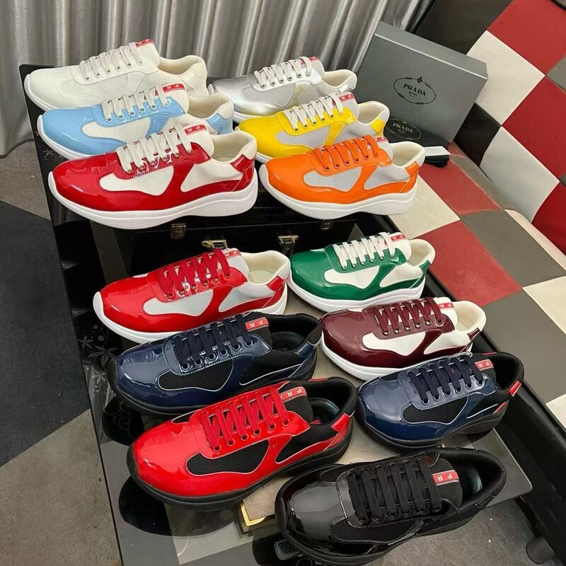 European and American Spring and Autumn Men's Casual Shoes Low-Top Glossy Patent Leather Mesh Outdoor Running Shoes Comfortable and Breathable Sports Shoes