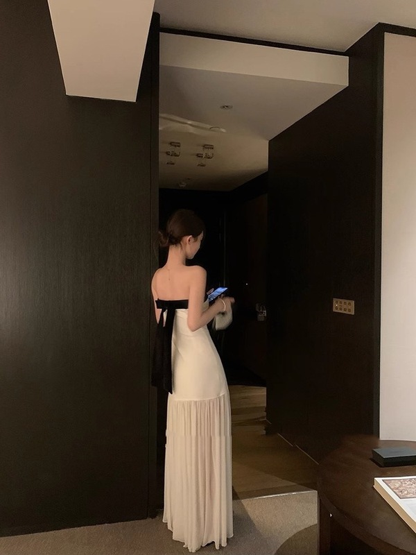 女款人间coco 生日裙子无袖蝴蝶结抹胸裙2025春夏新款连衣裙|undefined