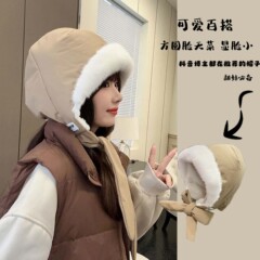 秋冬季韩版小众包包帽高级感飞行帽时尚百搭毛绒帽户外骑行套头帽