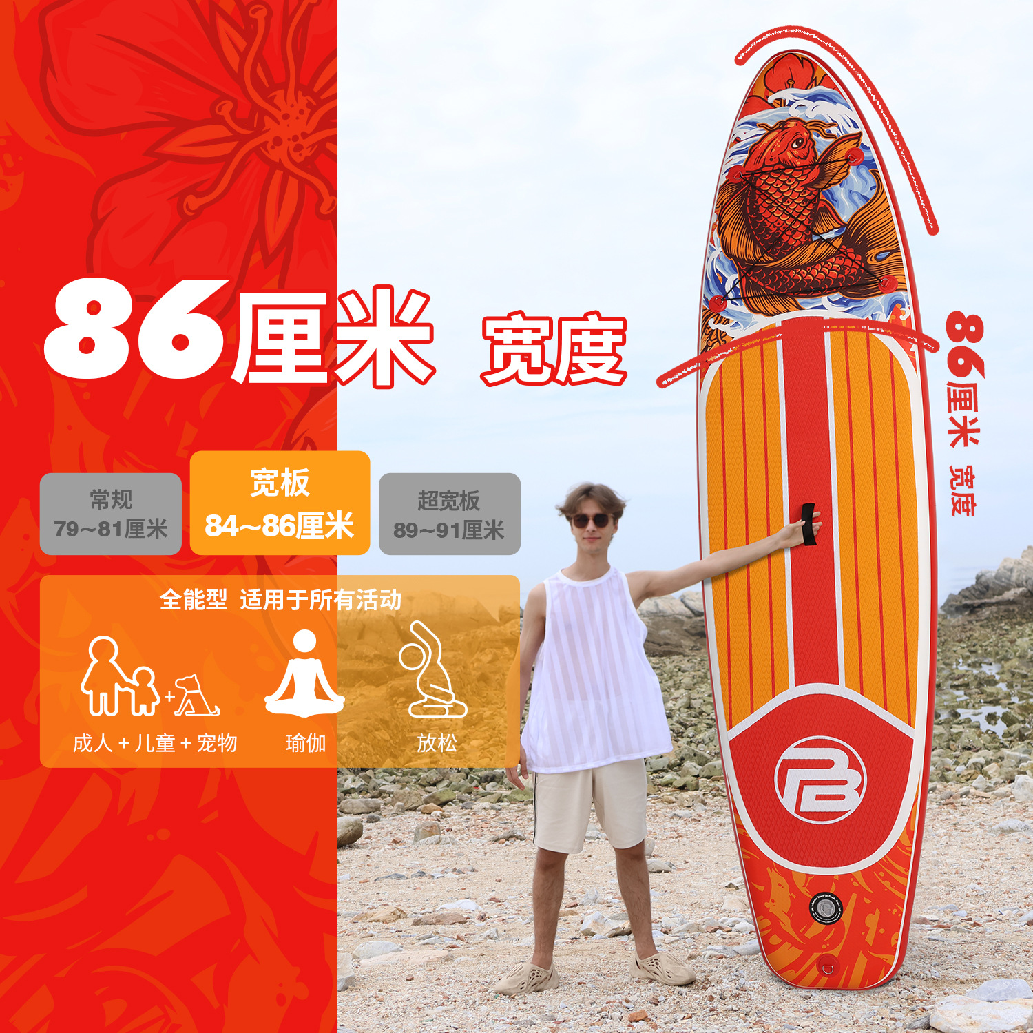 Надувная SUP-доска PICBOARD SUPFW55C Цвет Рыба