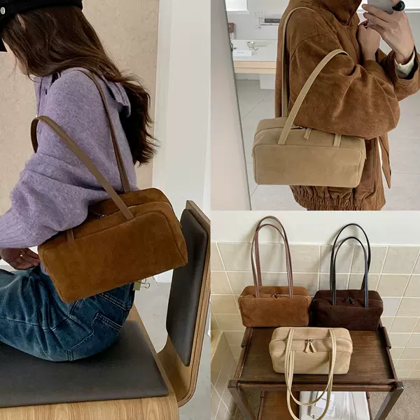 Row's New Astra Matte Cowhide Boston Bowling Bag Genuine Leather Commuter Underarm Shoulder Tote Bag