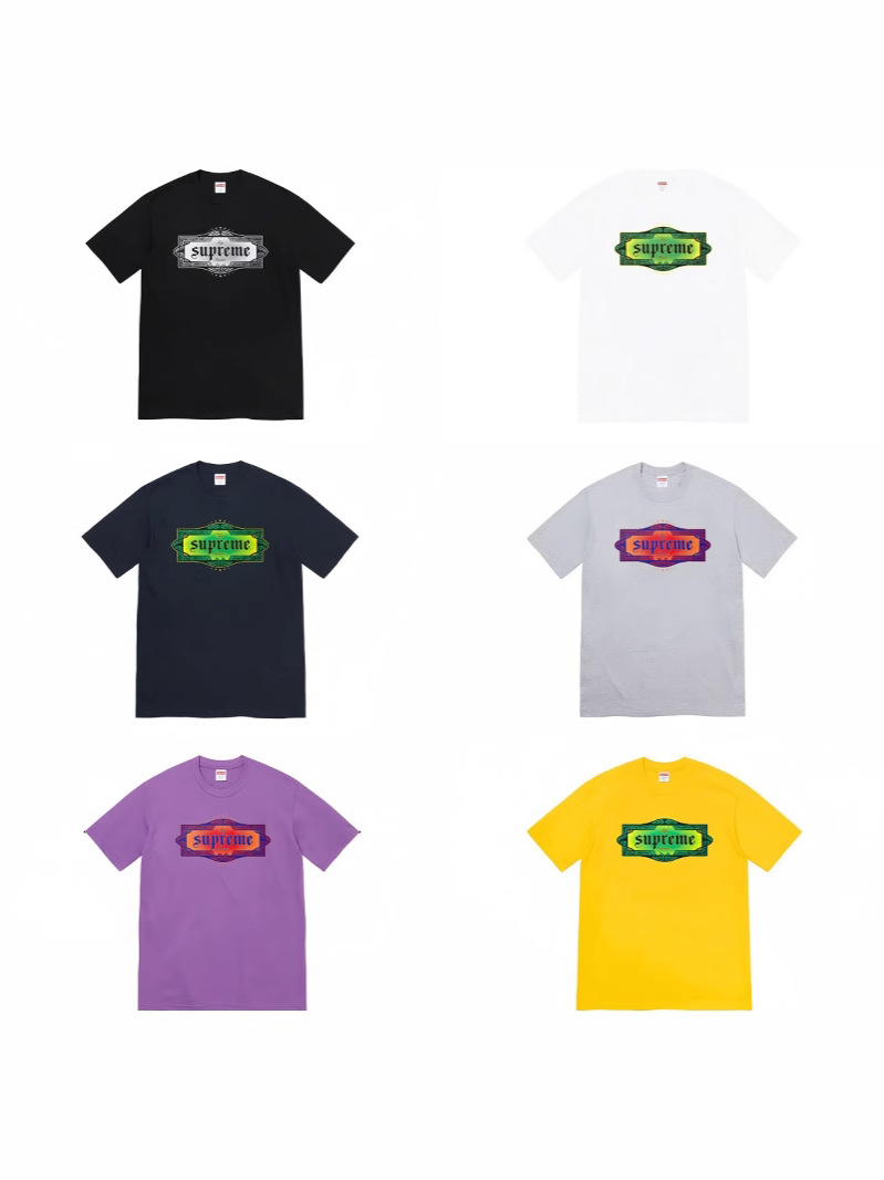 High Version Trendy Brand Supreme Co-Branded Classic Logo Double Yarn Pure Cotton Men's and Women's Heavyweight Loose Short-Sleeved T-Shirt