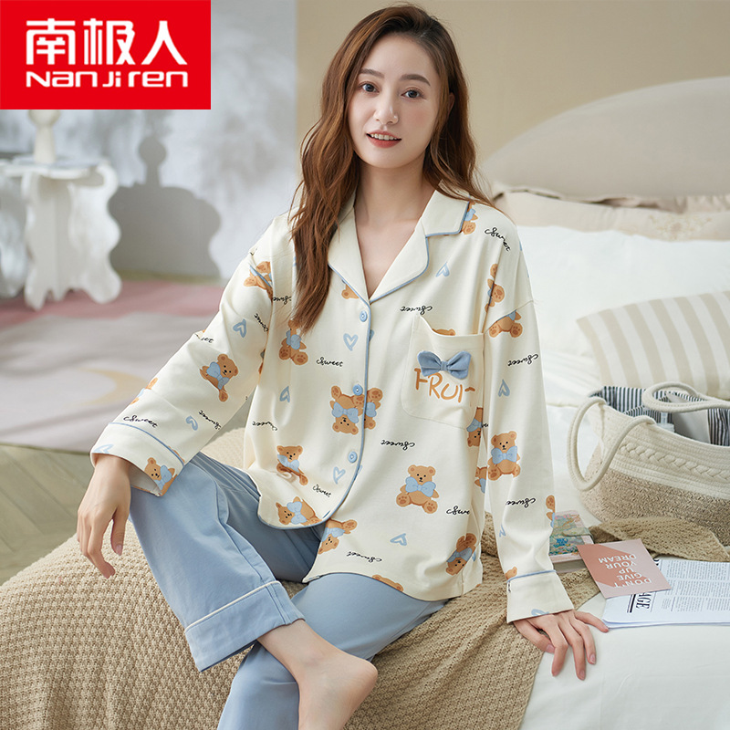 Pijamas de algodón las mujeres primavera y otoño 2022 nueva manga larga delgada más tamaño homewear