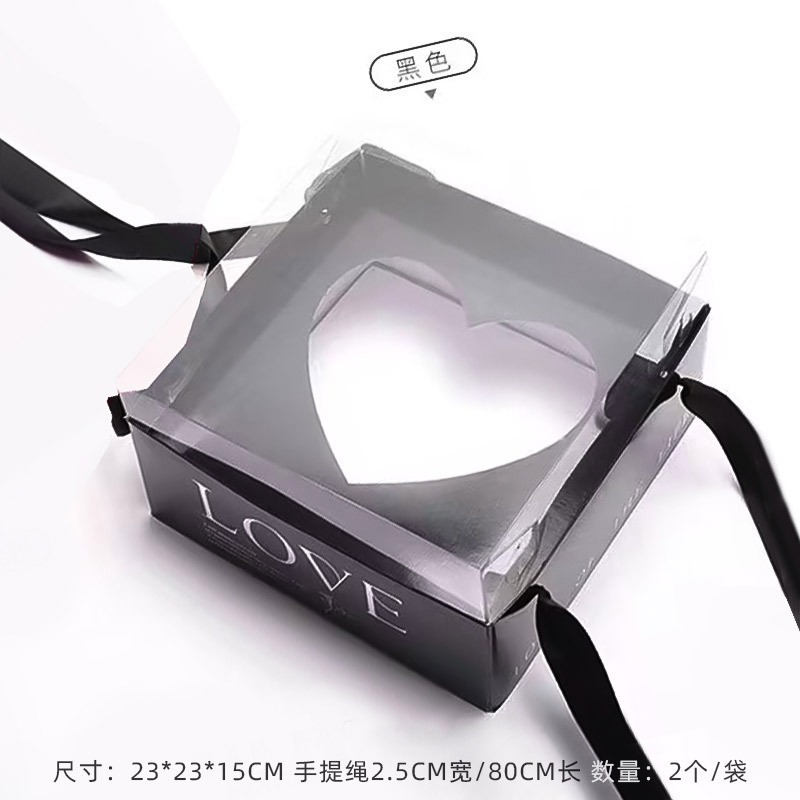 Caja de flores de otoño e invierno, cesta de flores posparto, caja transparente hecha a mano con ventana, caja de plástico impermeable para arreglos florales de regalo de cumpleaños.