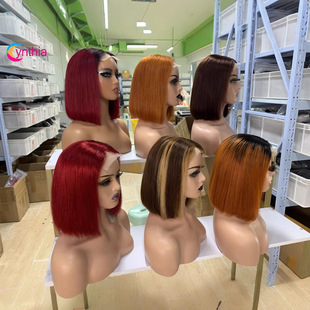 4 * 412A Double Drawn BOB Headgear Color Hair Real Person Hair Wig HumanHair