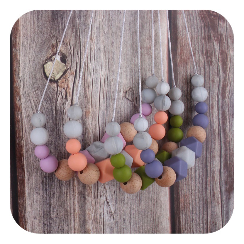 Comercio exterior Amazon nuevo silicona molar teether collar bebé teether palo masticable colgante collar