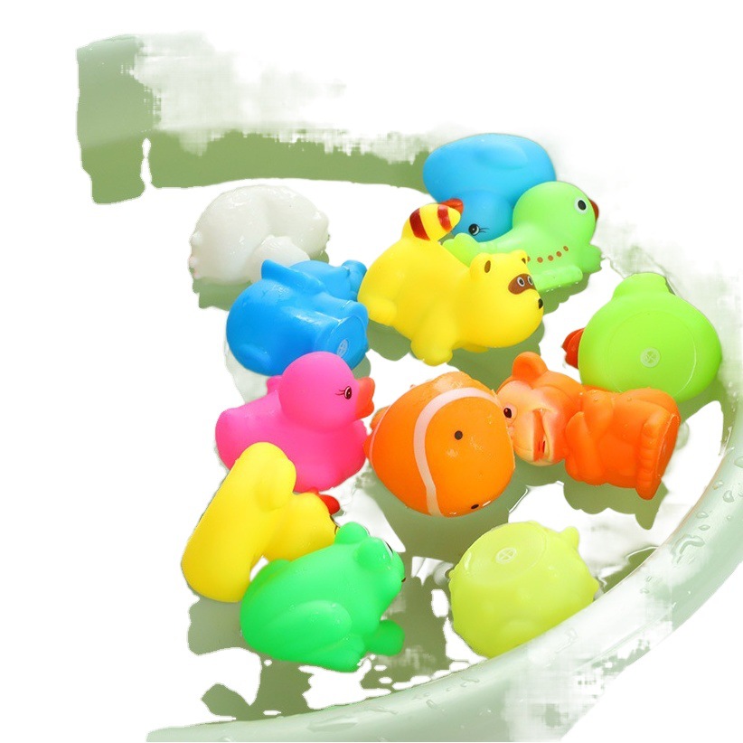 De dibujos animados de vinilo pellizco juguete bebé baño jugando agua sonido animal poco lindo divertido