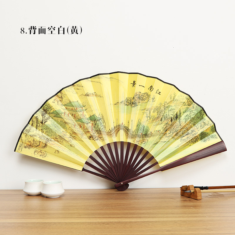 Bambú-como Rosewood Hanfu ventilador antiguo estilo plegable ventilador de seda estilo chino ventilador 10-pulgadas Xuan papel plegable ventilador publicidad ventilador venta al por mayor