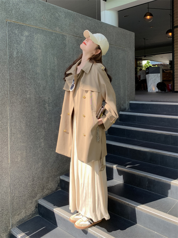 卡其色感中长款风衣外套女春秋2025新款小个子大衣巨好看减龄|undefined