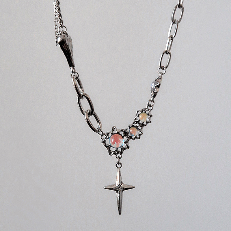 Fashion Cross Alloy Inlay Rhinestones Pendant Necklace