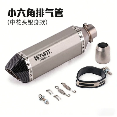 Gsx1000 Universal Small Hexagonal | Exhaust pipe - medium-flower-head-titanium-small-hexagon-laser