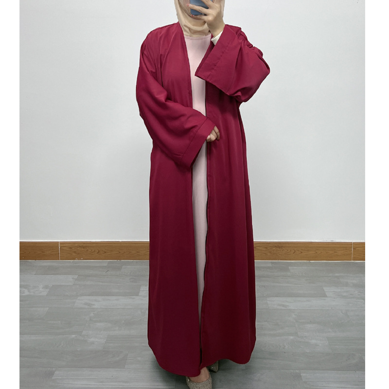 F390 Cross-Border Foreign Trade Middle East Dubai Women's Solid Color Zipper Cardigan Robe In-Stock Fashionable Loose_ecoleips.com