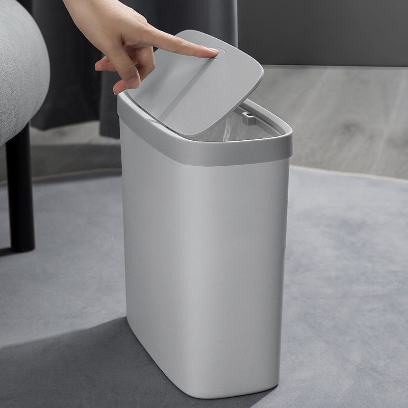 ❃ Press-Type Trash Can with Lid for Bathroom, Toilet, Living Room, Narrow Gap Trash Bin, Creative Storage Paper Basket ❃ Press-Type Trash Can with Lid for Bathroom, Toilet, Living Room, Narrow Gap Trash Bin, Creative Storage Paper Basket