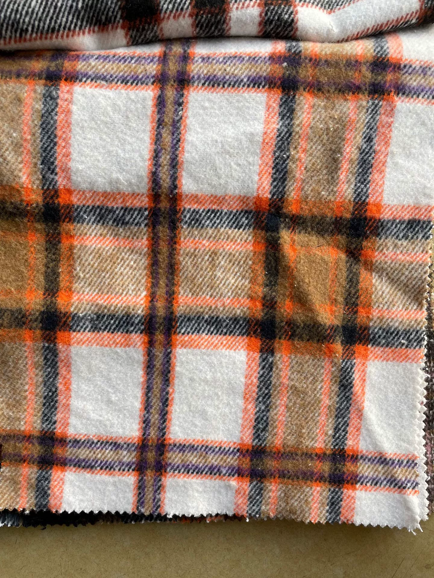 Mao woolen hair color weaving grid cloth polyester cotton double-sided woolen shirt cloth material 270-450G factory undertake orders