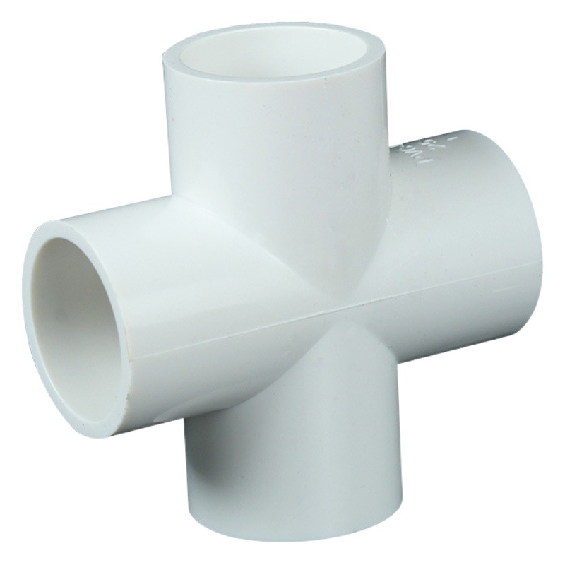 Pvc plano de suministro de agua de cuatro vías junta cruz de igual diámetro de cuatro vías viscosa accesorios de tanque de peces tubería de agua accesorios de drenaje